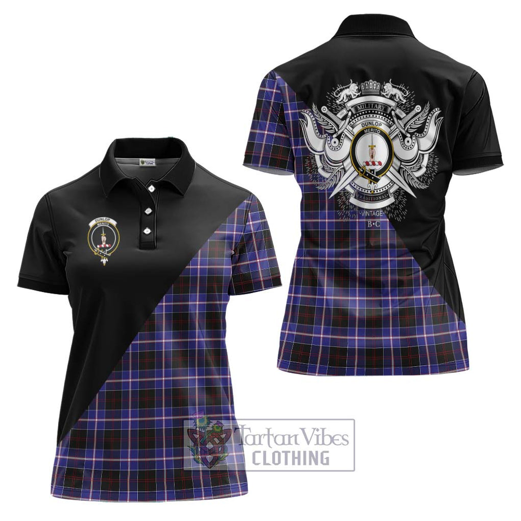 Dunlop Modern Tartan Women's Polo Shirt with Family Crest and Military Logo Style Women - Tartanvibesclothing Shop