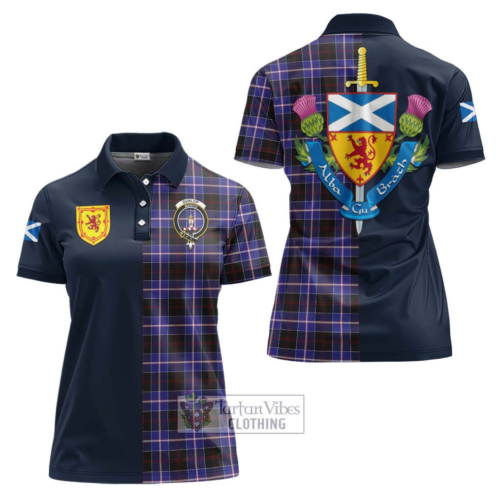 Tartan Vibes Clothing Dunlop Modern Tartan Women's Polo Shirt with Scottish Lion Royal Arm Half Style