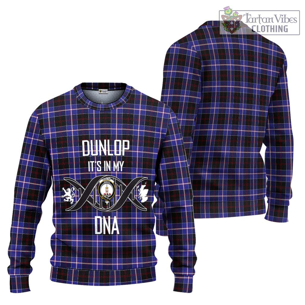 Dunlop Modern Tartan Knitted Sweater with Family Crest DNA In Me Style Unisex - Tartanvibesclothing Shop