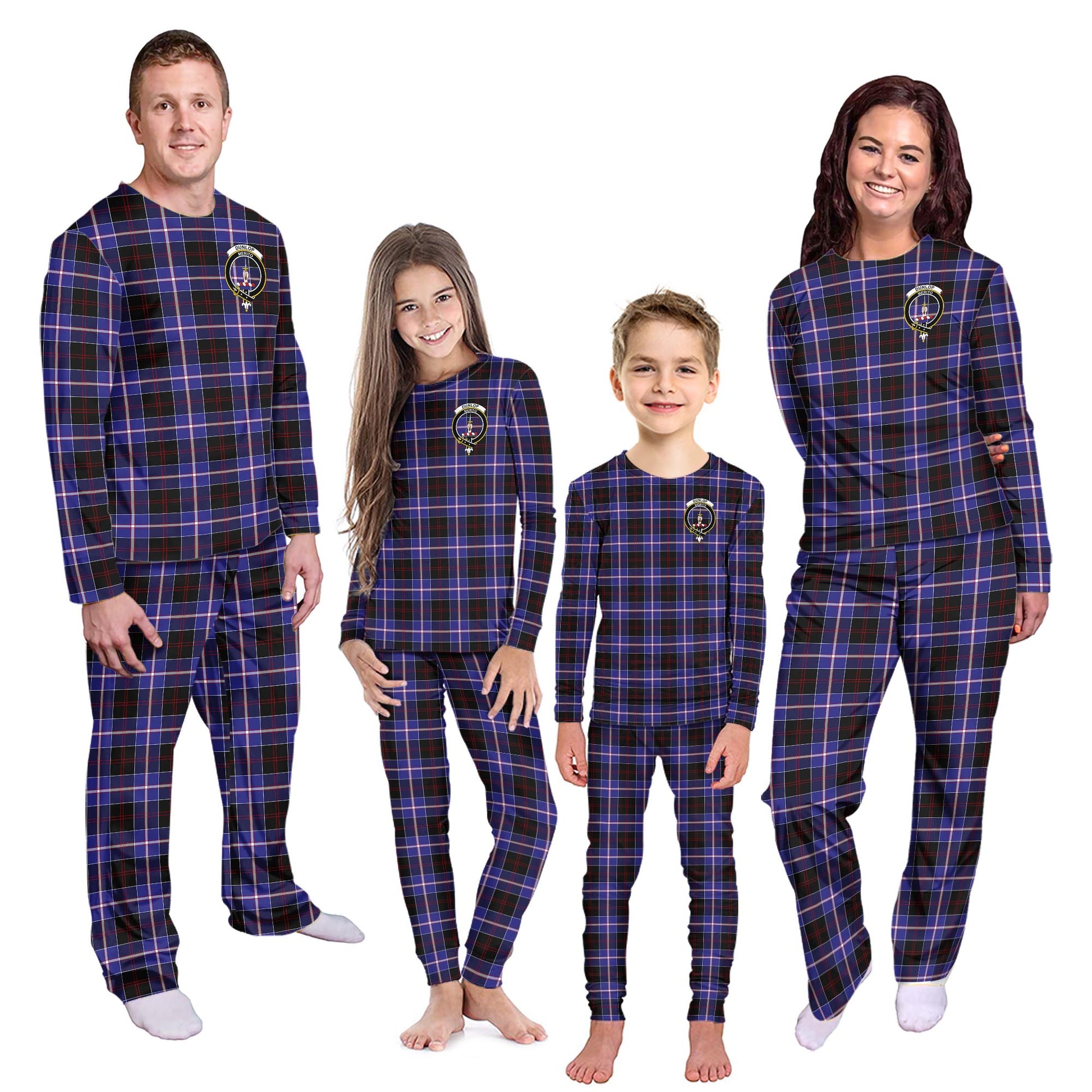 Dunlop Modern Tartan Pajamas Family Set with Family Crest - Tartanvibesclothing