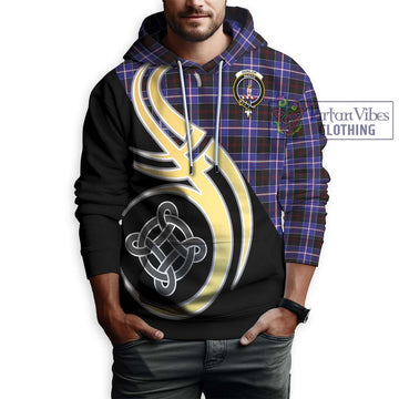 Dunlop Modern Tartan Hoodie with Family Crest and Celtic Symbol Style