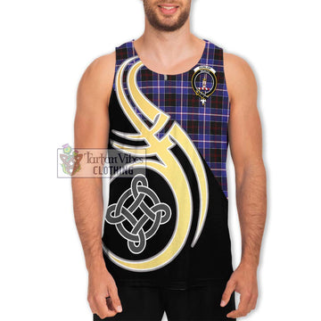 Dunlop Modern Tartan Men's Tank Top with Family Crest and Celtic Symbol Style