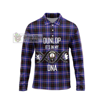 Dunlop Modern Tartan Long Sleeve Polo Shirt with Family Crest DNA In Me Style