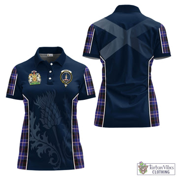 Dunlop Modern Tartan Women's Polo Shirt with Family Crest and Scottish Thistle Vibes Sport Style