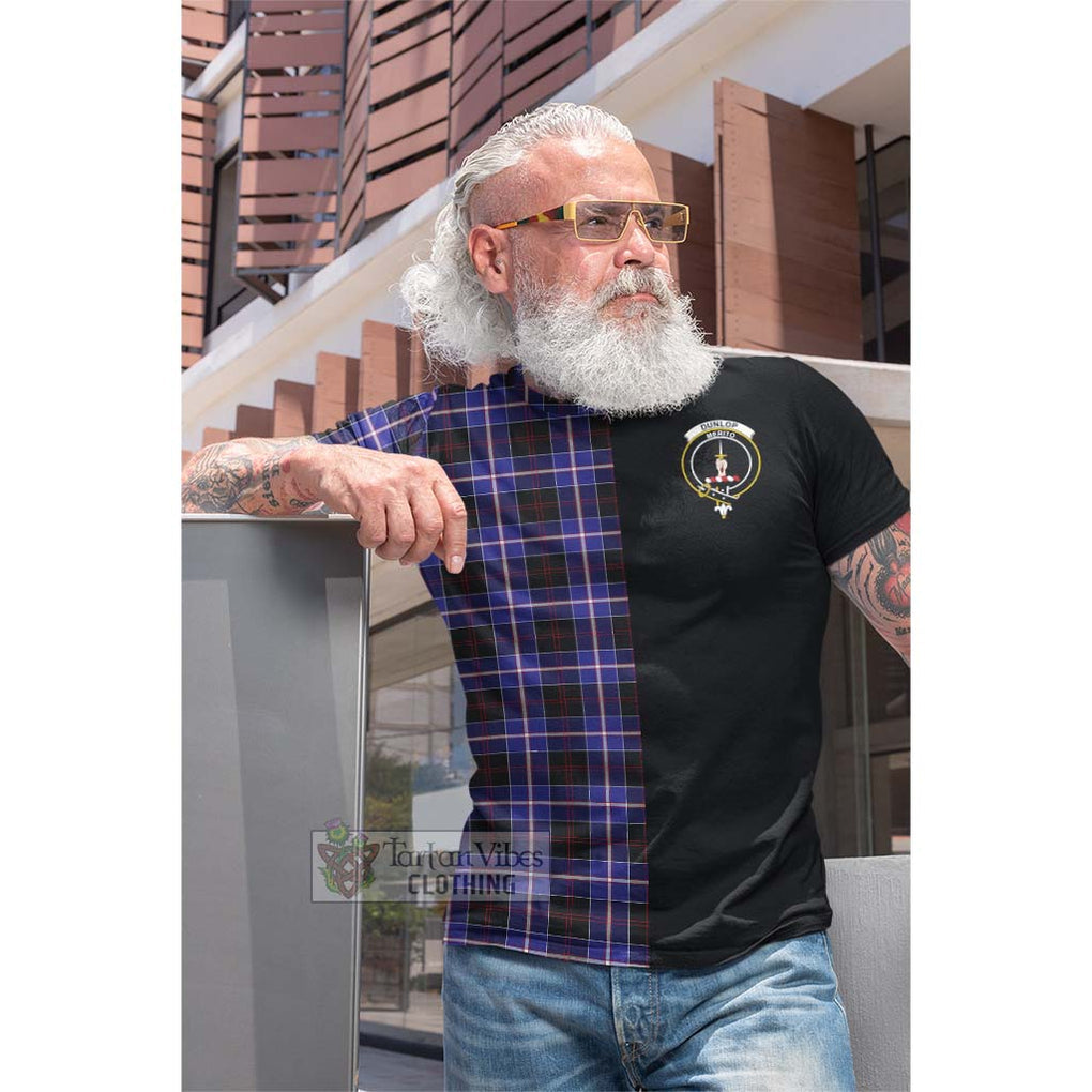 Tartan Vibes Clothing Dunlop Modern Tartan Cotton T-shirt with Family Crest and Half Of Me Style