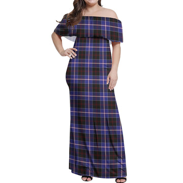 Dunlop Modern Tartan Off Shoulder Long Dress