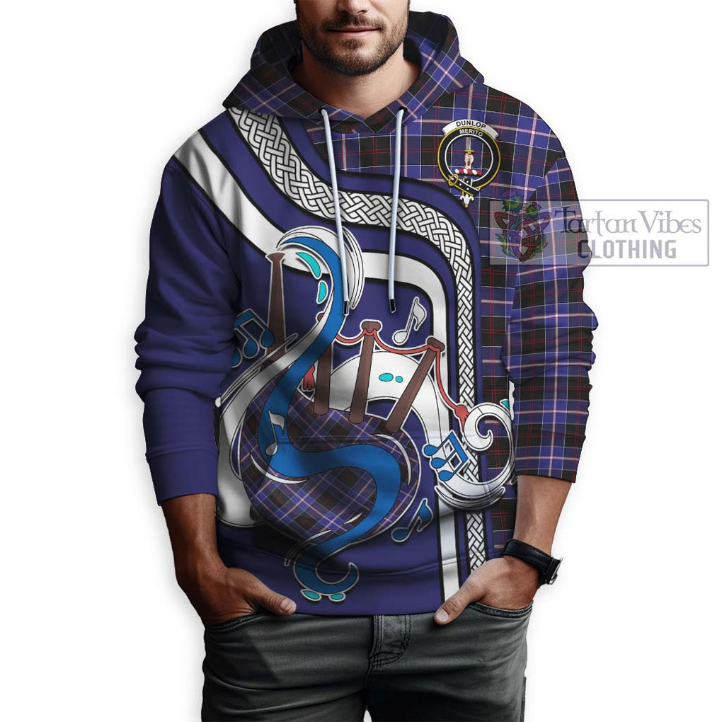 Dunlop Modern Tartan Hoodie with Epic Bagpipe Style Zip Hoodie - Tartanvibesclothing Shop