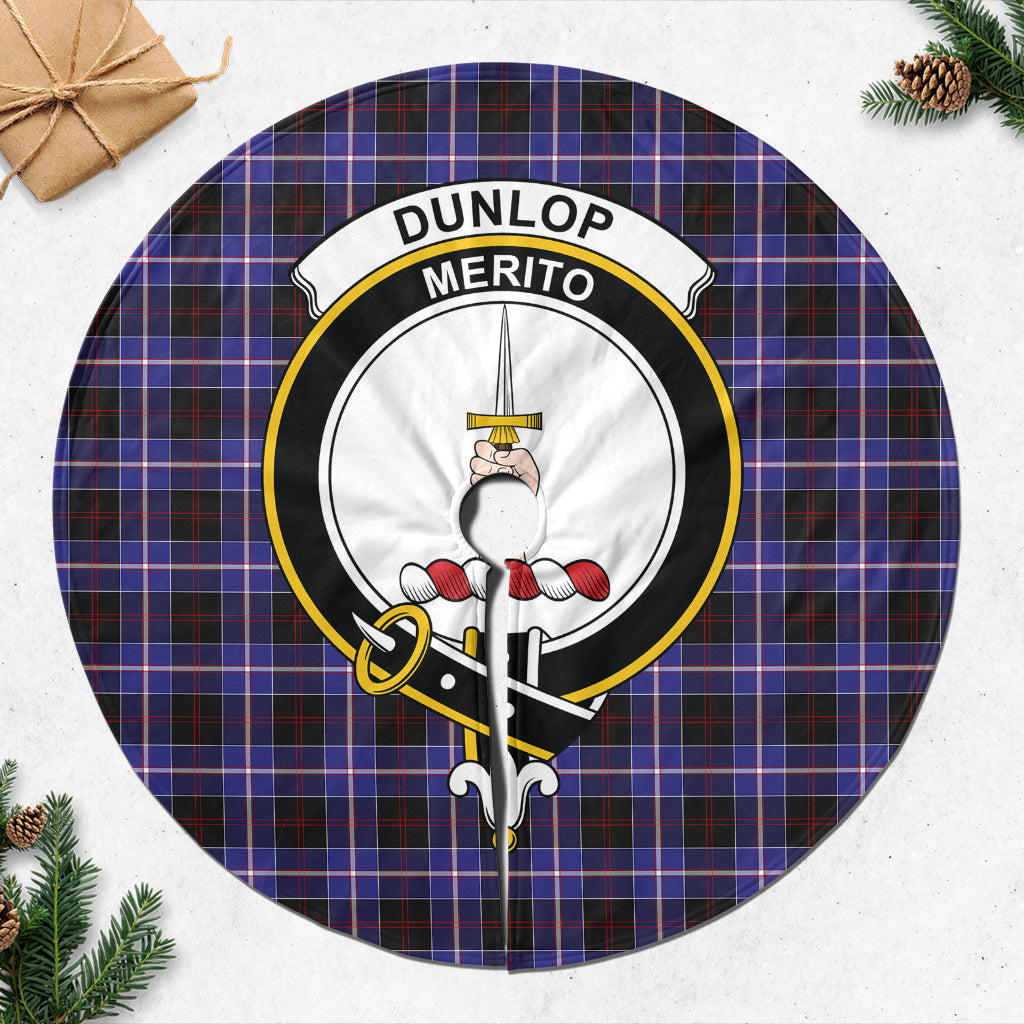 Dunlop Modern Tartan Christmas Tree Skirt with Family Crest - Tartanvibesclothing