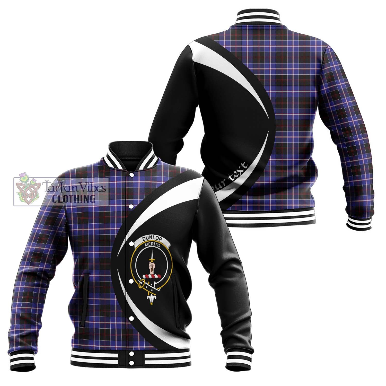 Dunlop Modern Tartan Baseball Jacket with Family Crest Circle Style Unisex - Tartan Vibes Clothing