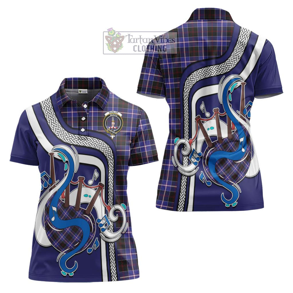 Dunlop Modern Tartan Women's Polo Shirt with Epic Bagpipe Style Women - Tartanvibesclothing Shop