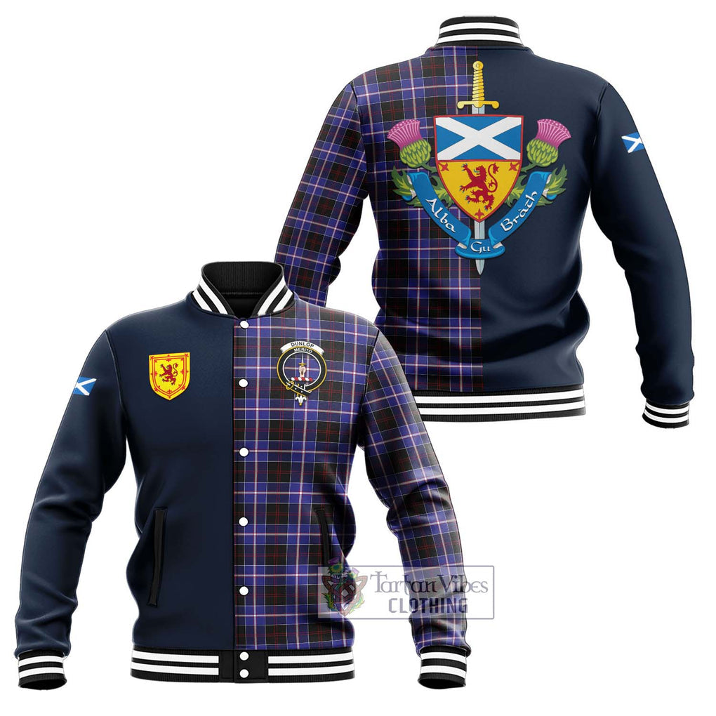 Tartan Vibes Clothing Dunlop Modern Tartan Baseball Jacket with Scottish Lion Royal Arm Half Style