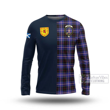 Dunlop Modern Tartan Long Sleeve T-Shirt with Scottish Lion Royal Arm Half Style