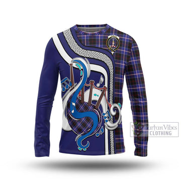 Dunlop Modern Tartan Long Sleeve T-Shirt with Epic Bagpipe Style