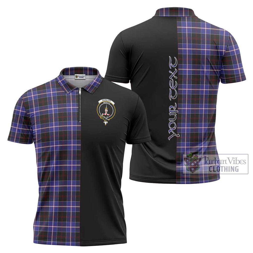 Dunlop Modern Tartan Zipper Polo Shirt with Family Crest and Half Of Me Style Unisex - Tartanvibesclothing Shop