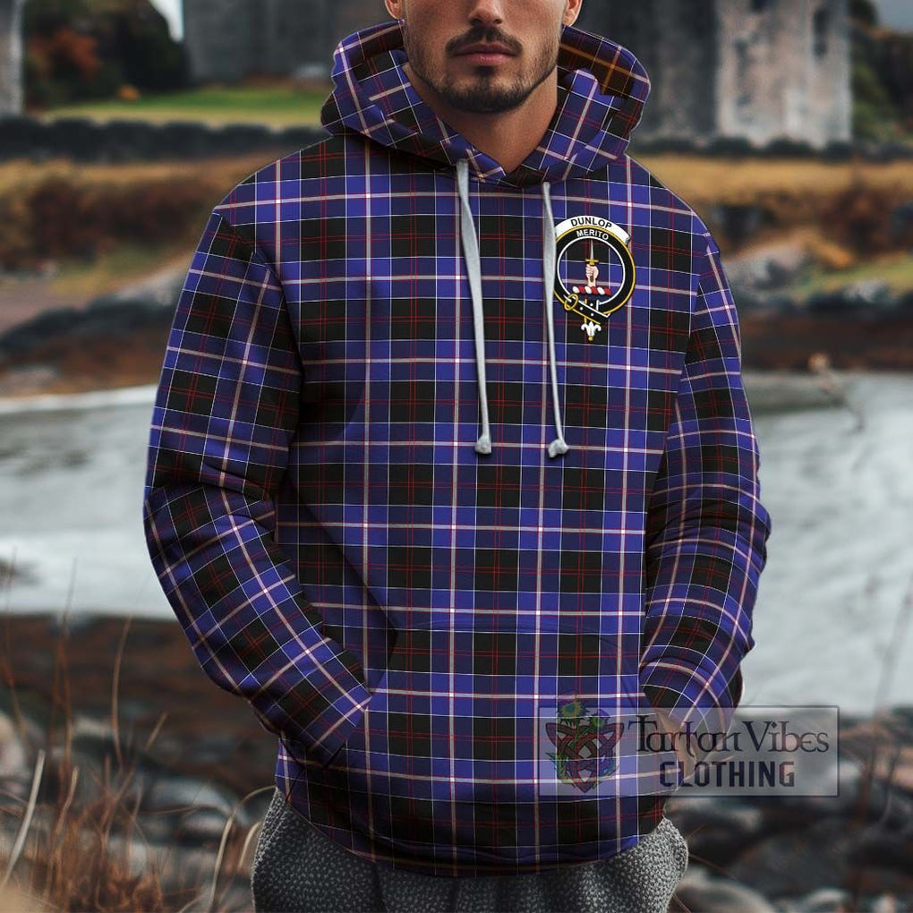 Dunlop Modern Tartan Cotton Hoodie with Family Crest Pullover Hoodie XS - Tartan Vibes Clothing