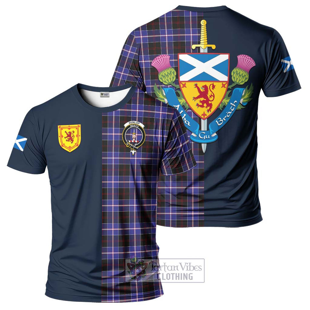 Tartan Vibes Clothing Dunlop Modern Tartan T-Shirt Alba with Scottish Lion Royal Arm Half Style