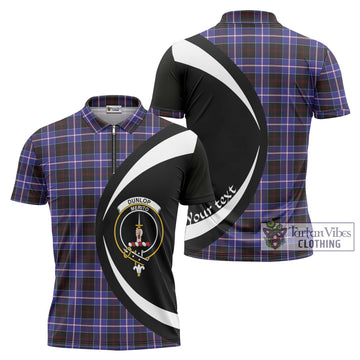 Dunlop Modern Tartan Zipper Polo Shirt with Family Crest Circle Style