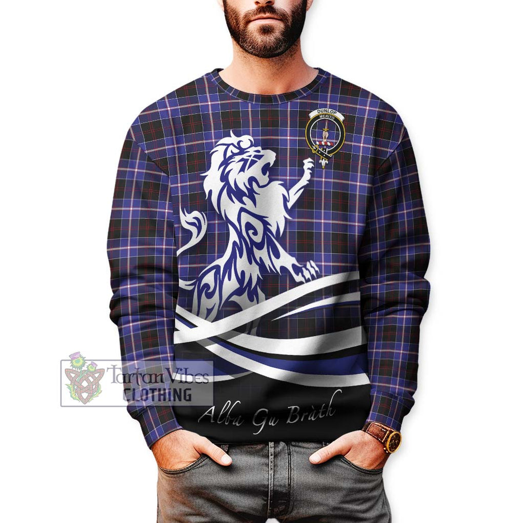 Dunlop Modern Tartan Sweatshirt with Alba Gu Brath Regal Lion Emblem Unisex - Tartanvibesclothing Shop