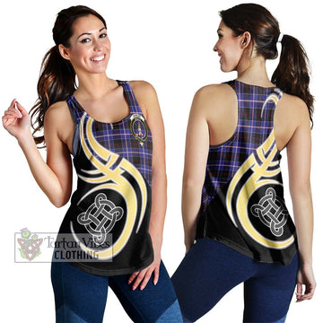 Dunlop Modern Tartan Women's Racerback Tanks with Family Crest and Celtic Symbol Style