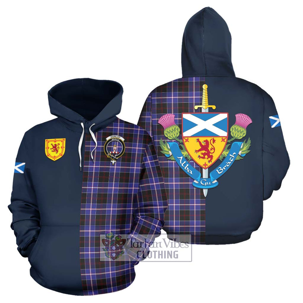 Tartan Vibes Clothing Dunlop Modern Tartan Hoodie with Scottish Lion Royal Arm Half Style