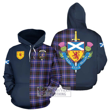 Dunlop Modern Tartan Hoodie Alba with Scottish Lion Royal Arm Half Style