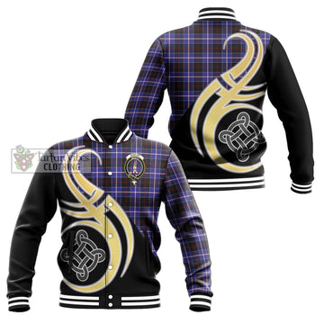 Dunlop Modern Tartan Baseball Jacket with Family Crest and Celtic Symbol Style