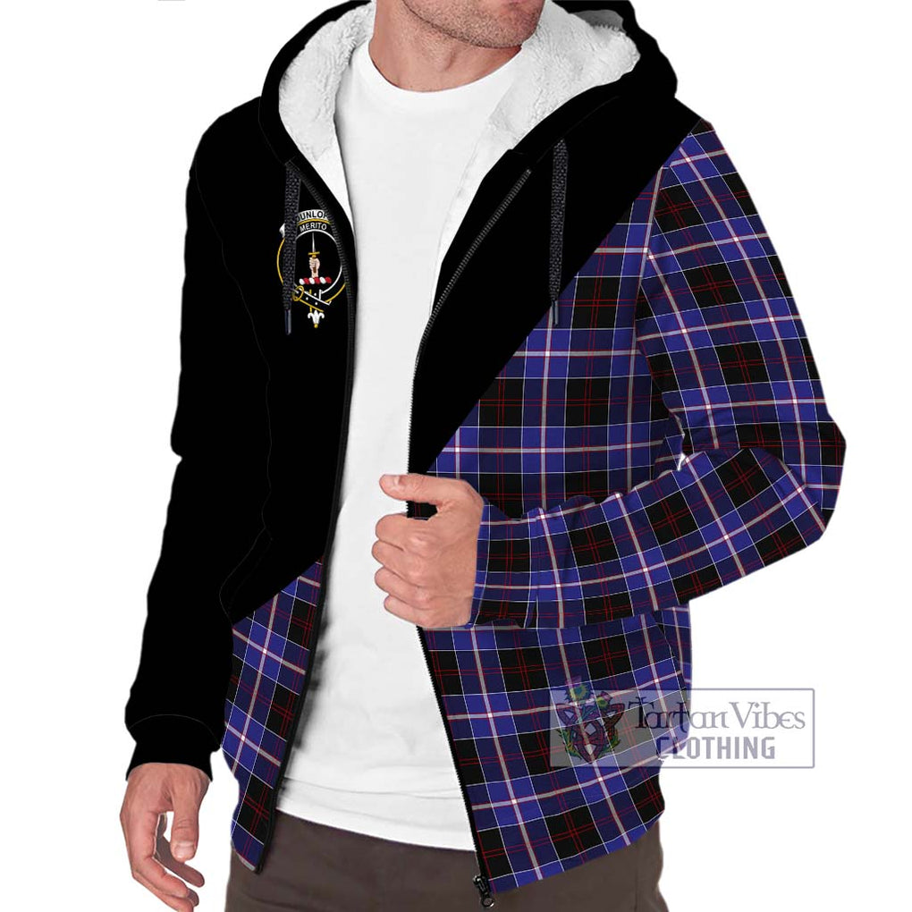 Dunlop Modern Tartan Sherpa Hoodie with Family Crest and Military Logo Style Unisex S - Tartanvibesclothing Shop