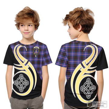 Dunlop Modern Tartan Kid T-Shirt with Family Crest and Celtic Symbol Style