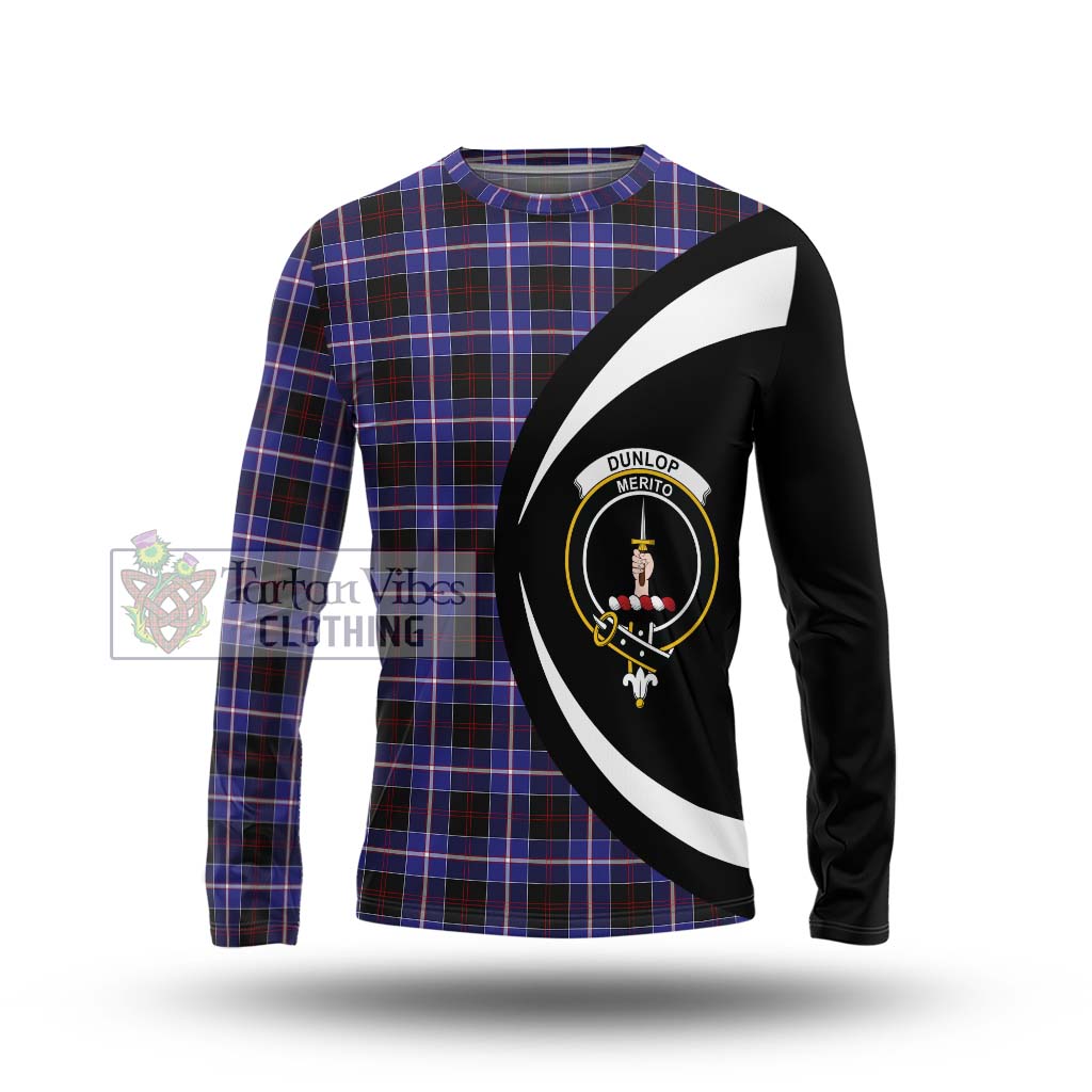 Dunlop Modern Tartan Long Sleeve T-Shirt with Family Crest Circle Style Unisex - Tartan Vibes Clothing