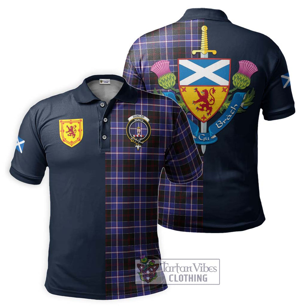 Tartan Vibes Clothing Dunlop Modern Tartan Polo Shirt with Scottish Lion Royal Arm Half Style