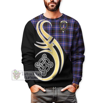 Dunlop Modern Tartan Sweatshirt with Family Crest and Celtic Symbol Style