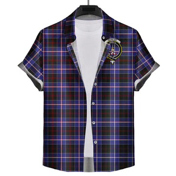 Dunlop Modern Tartan Short Sleeve Button Down Shirt with Family Crest