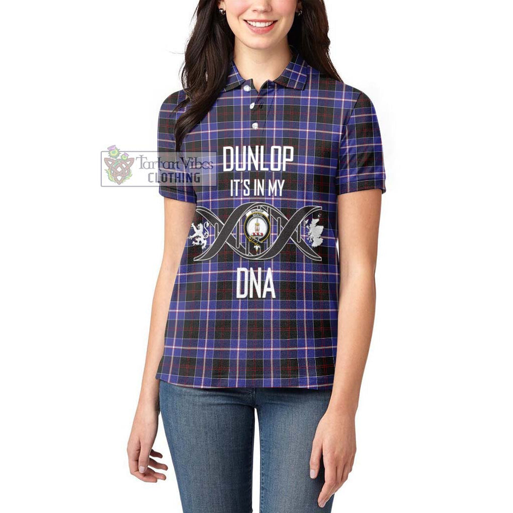 Dunlop Modern Tartan Women's Polo Shirt with Family Crest DNA In Me Style Women - Tartanvibesclothing Shop