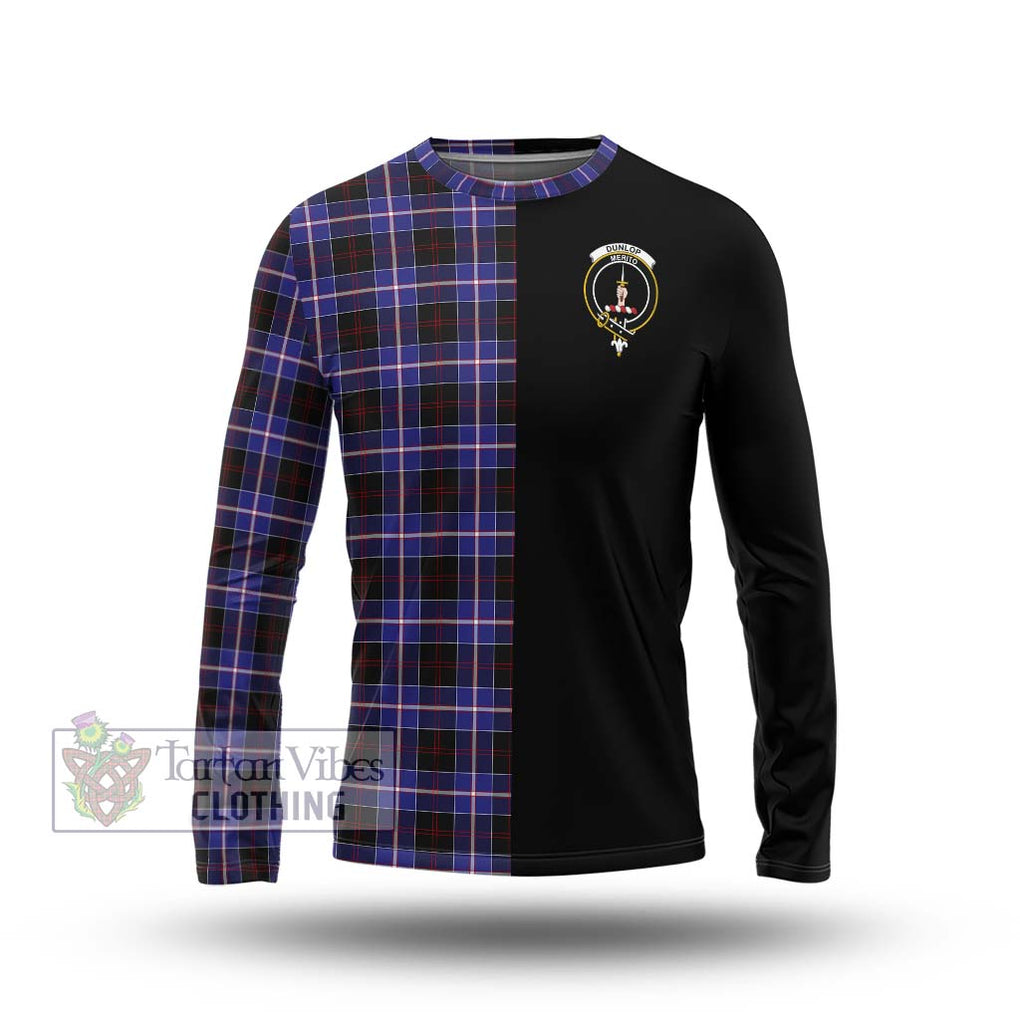 Dunlop Modern Tartan Long Sleeve T-Shirt with Family Crest and Half Of Me Style Unisex - Tartanvibesclothing Shop