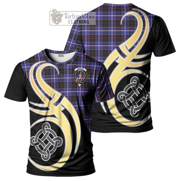 Dunlop Modern Tartan T-Shirt with Family Crest and Celtic Symbol Style