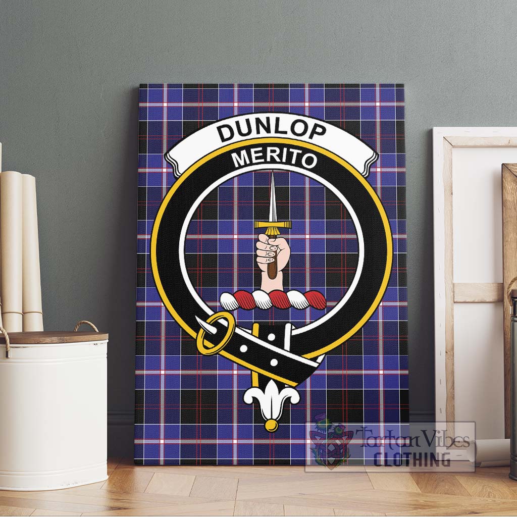 Tartan Vibes Clothing Dunlop Modern Tartan Canvas Print Wall Art with Family Crest