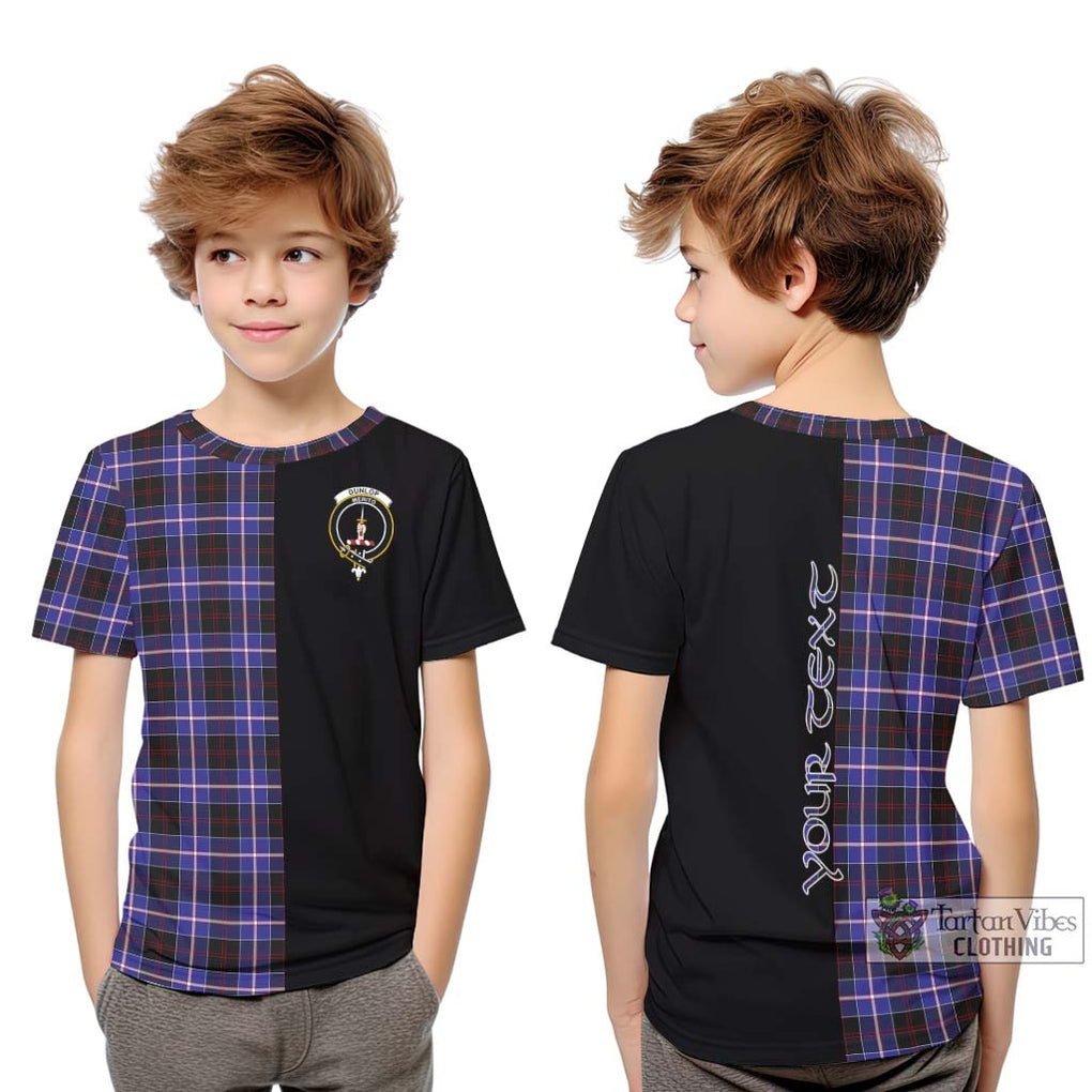 Dunlop Modern Tartan Kid T-Shirt with Family Crest and Half Of Me Style Youth XL Size14 - Tartanvibesclothing Shop