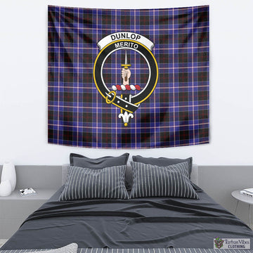 Dunlop Modern Tartan Tapestry Wall Hanging and Home Decor for Room with Family Crest