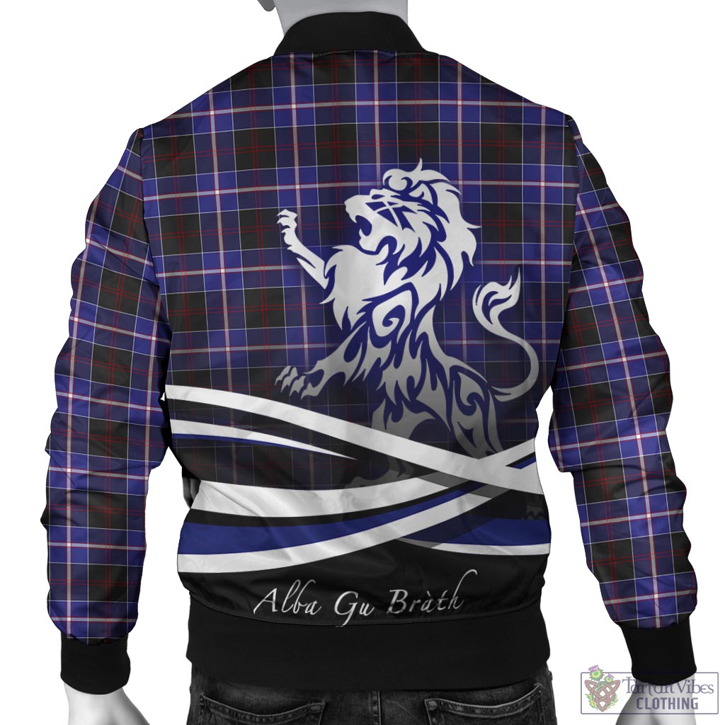 Tartan Vibes Clothing Dunlop Modern Tartan Bomber Jacket with Alba Gu Brath Regal Lion Emblem