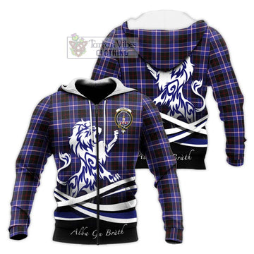 Dunlop Modern Tartan Knitted Hoodie with Alba Gu Brath Regal Lion Emblem