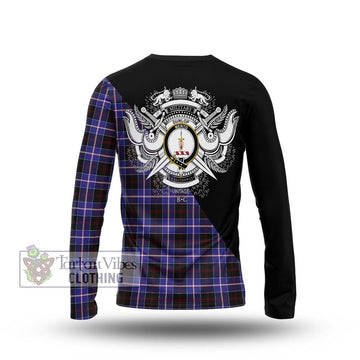 Dunlop Modern Tartan Long Sleeve T-Shirt with Family Crest and Military Logo Style