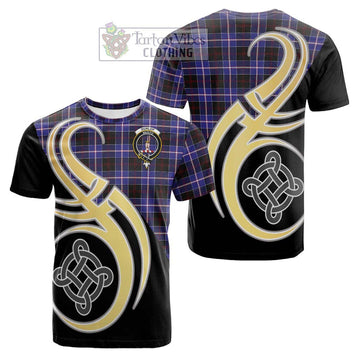 Dunlop Modern Tartan Cotton T-shirt with Family Crest and Celtic Symbol Style