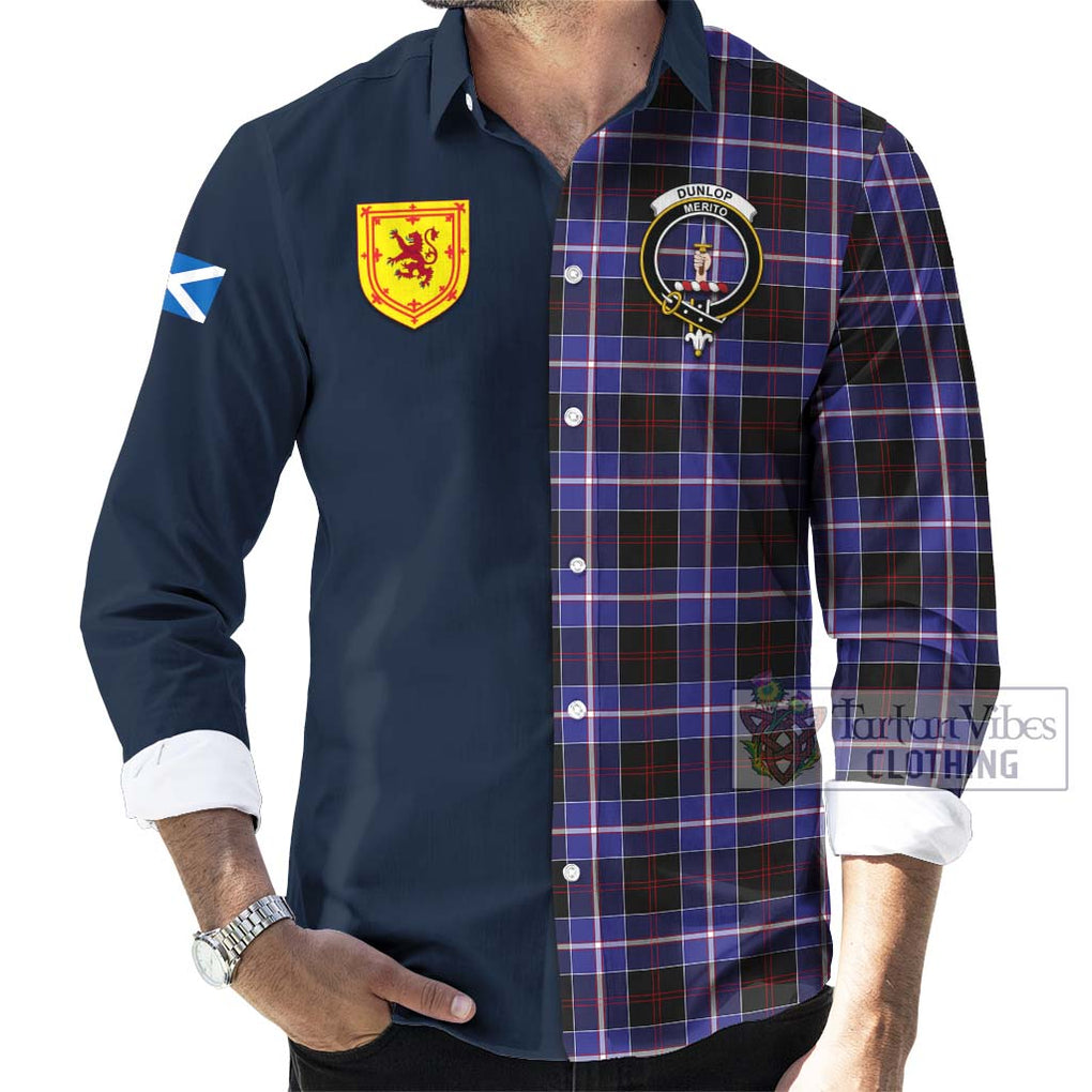 Tartan Vibes Clothing Dunlop Modern Tartan Long Sleeve Button Shirt with Scottish Lion Royal Arm Half Style