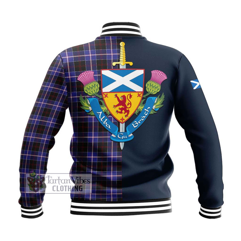 Tartan Vibes Clothing Dunlop Modern Tartan Baseball Jacket with Scottish Lion Royal Arm Half Style