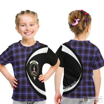 Dunlop Modern Tartan Kid T-Shirt with Family Crest Circle Style