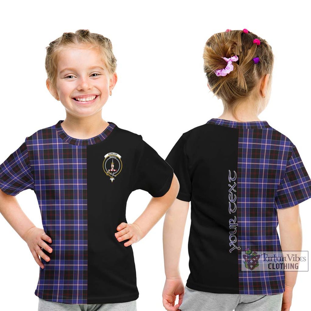 Dunlop Modern Tartan Kid T-Shirt with Family Crest and Half Of Me Style - Tartanvibesclothing Shop