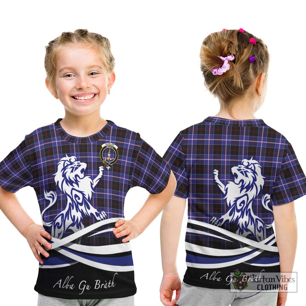 Dunlop Modern Tartan Kid T-Shirt with Alba Gu Brath Regal Lion Emblem - Tartanvibesclothing Shop