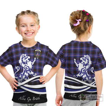 Dunlop Modern Tartan Kid T-Shirt with Alba Gu Brath Regal Lion Emblem