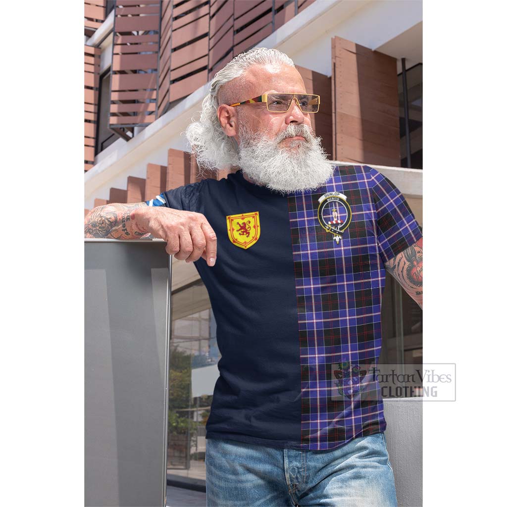 Tartan Vibes Clothing Dunlop Modern Tartan Cotton T-shirt with Scottish Lion Royal Arm Half Style