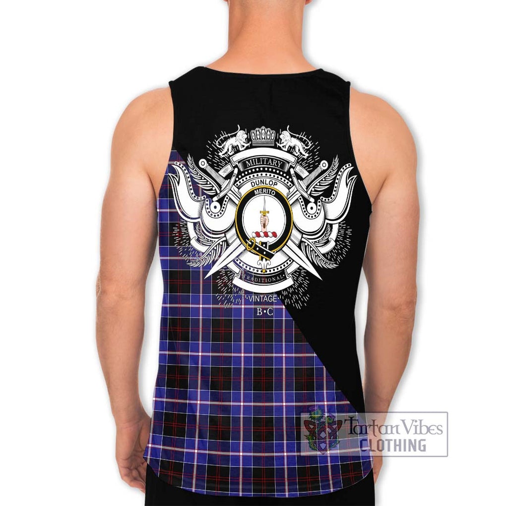 Dunlop Modern Tartan Men's Tank Top with Family Crest and Military Logo Style - Tartanvibesclothing Shop